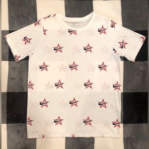 Nike T shirt, white with red stars and navy swoosh, Boys YouthXL